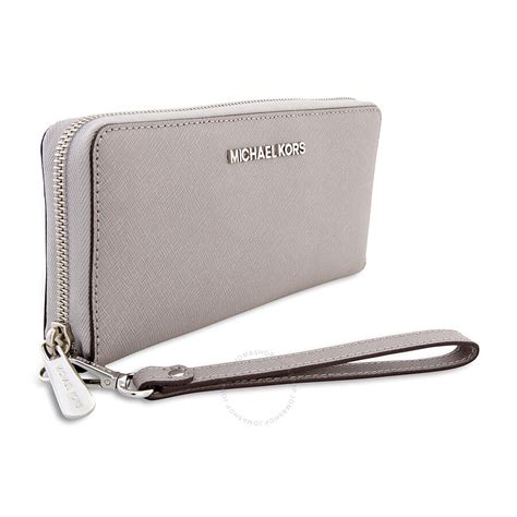 michael kors jet set continental wallet pearl grey|Michael Kors travel continental wallet.